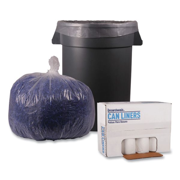 Recycled Low-Density Polyethylene Can Liners, 33 gal, 1.1 mil, 33" x 39", Clear, 10 Bags/Roll, 10 Rolls/Carton - Image 4