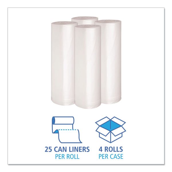 Recycled Low-Density Polyethylene Can Liners, 45 gal, 1.4 mil, 40" x 46", Clear, 10 Bags/Roll, 10 Rolls/Carton - Image 3