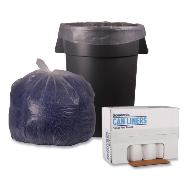 Recycled Low-Density Polyethylene Can Liners, 45 gal, 1.4 mil, 40" x 46", Clear, 10 Bags/Roll, 10 Rolls/Carton - Image 4
