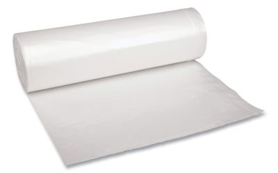 Recycled Low-Density Polyethylene Can Liners, 45 gal, 1.4 mil, 40″ x 46″, Clear, 10 Bags/Roll, 10 Rolls/Carton