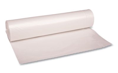Recycled Low-Density Polyethylene Can Liners, 56 gal, 1.4 mil, 43″ x 47″, Clear, 10 Bags/Roll, 10 Rolls/Carton