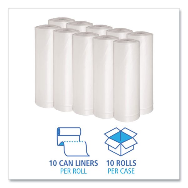 Recycled Low-Density Polyethylene Can Liners, 60 gal, 1.75 mil, 38" x 58", Clear, 10 Bags/Roll, 10 Rolls/Carton - Image 3