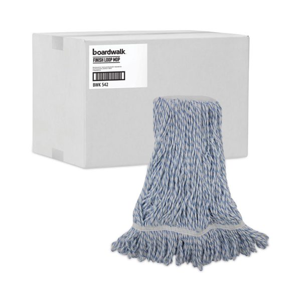 Mop Head, Floor Finish, Narrow, Rayon/polyester, Medium, White/blue, 12/carton - Image 9