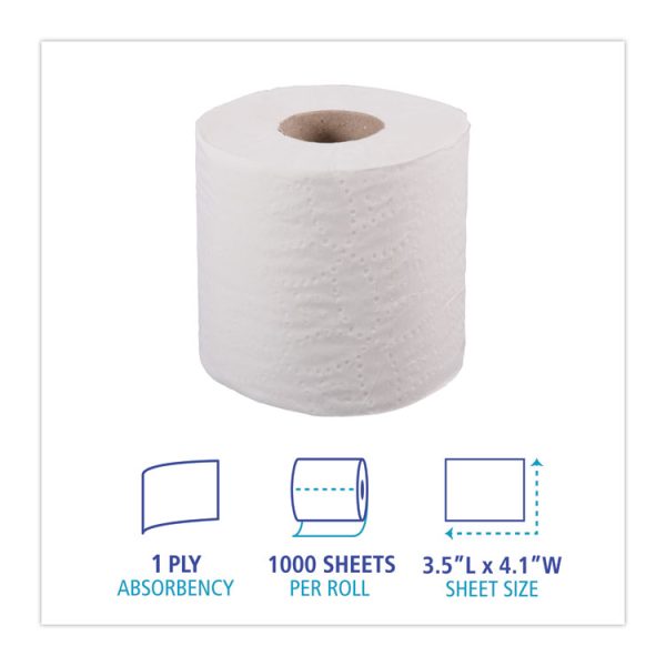 1-Ply Toilet Tissue, Septic Safe, White, 1,000 Sheets, 96 Rolls/Carton - Image 3