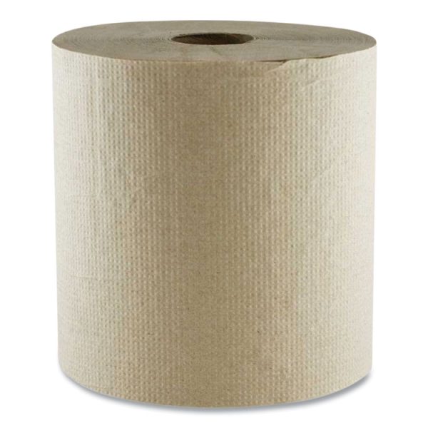 Hard Wound Towel, 1 Ply, 8" x 700 ft, Kraft, 6/Carton