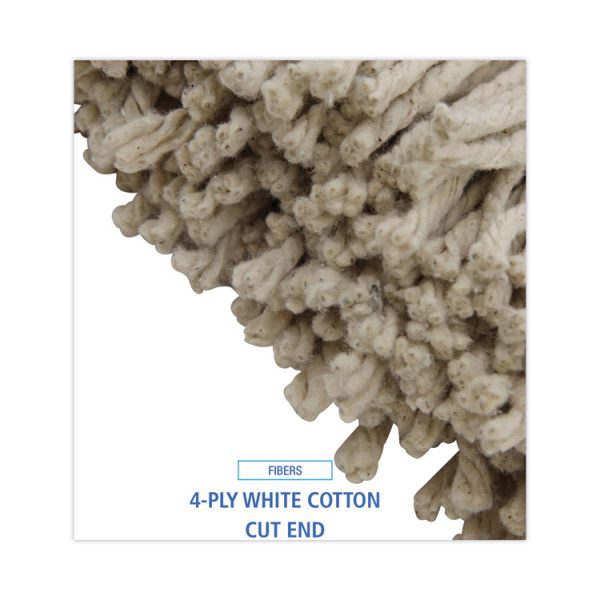 Cut-End Lie-Flat Wet Mop Head, Cotton, 16oz, White, 12/carton - Image 4