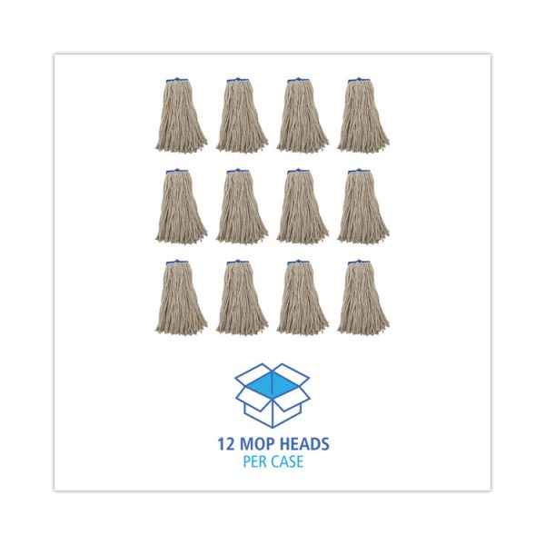 Cut-End Lie-Flat Wet Mop Head, Cotton, 16oz, White, 12/carton - Image 8