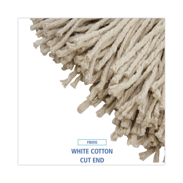 Cut-End Lie-Flat Wet Mop Head, Cotton, 24oz, White, 12/carton - Image 4