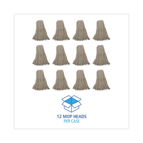 Mop Head, Economical Lie-Flat Head, Cotton Fiber, 32oz, White, 12/carton - Image 8