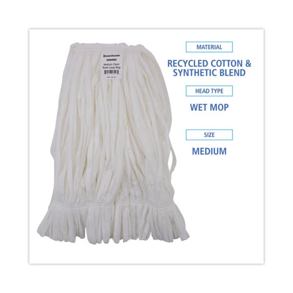 Mop Head, Looped, Enviro Clean With Tailband, Medium, White, 12/carton - Image 2