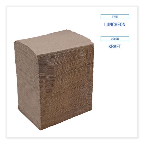 1/4-Fold Lunch Napkins, 1-Ply, 13 x 10, Kraft, 500/Pack, 12 Packs/Carton - Image 4