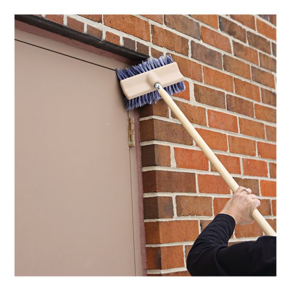 Dual-Surface Black Polypropylene Bristles, 10" Brush, Brown Plastic Handle - Image 5