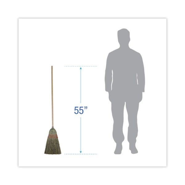 Mixed Fiber Maid Broom, Mixed Fiber Bristles, 55" Overall Length, Natural, 12/carton - Image 2