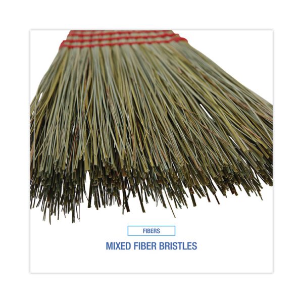 Mixed Fiber Maid Broom, Mixed Fiber Bristles, 55" Overall Length, Natural, 12/carton - Image 4