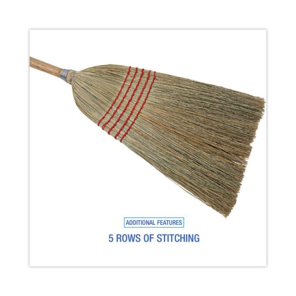 Parlor Broom, Corn Fiber Bristles, 55" Overall Length, Natural, 12/carton - Image 3