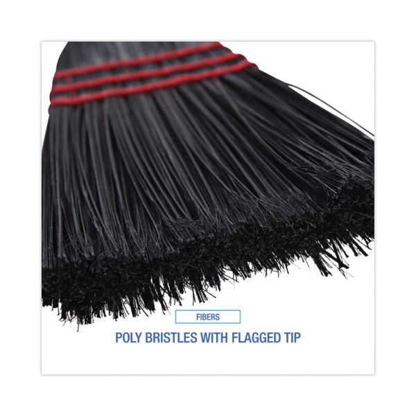 Flag Tipped Poly Lobby Brooms, Flag Tipped Poly Bristles, 38" Overall Length, Natural/black, 12/carton - Image 4