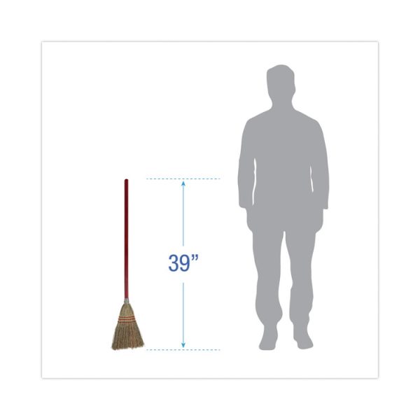 Corn Fiber Lobby/toy Broom, Corn Fiber Bristles, 39" Overall Length, Red, 12/carton - Image 2