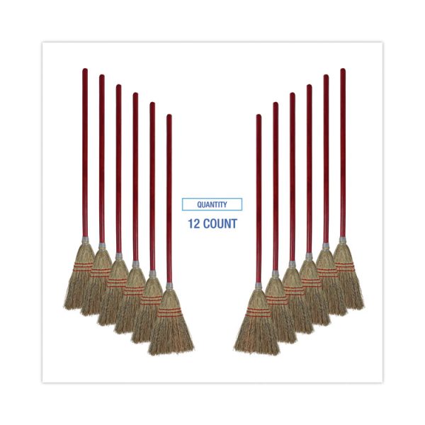 Corn Fiber Lobby/toy Broom, Corn Fiber Bristles, 39" Overall Length, Red, 12/carton - Image 6