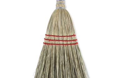 Corn Whisk Broom, Corn Fiber Bristles, 9″ Bristle Length, Yellow, 12/Carton