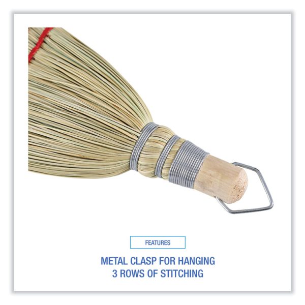 Corn Whisk Broom, Corn Fiber Bristles, 9" Bristle Length, Yellow, 12/Carton - Image 3
