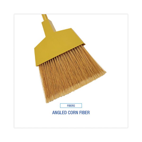 Corn Fiber Angled-Head Lobby Brooms, 55" Handle, Yellow, 12/carton - Image 4