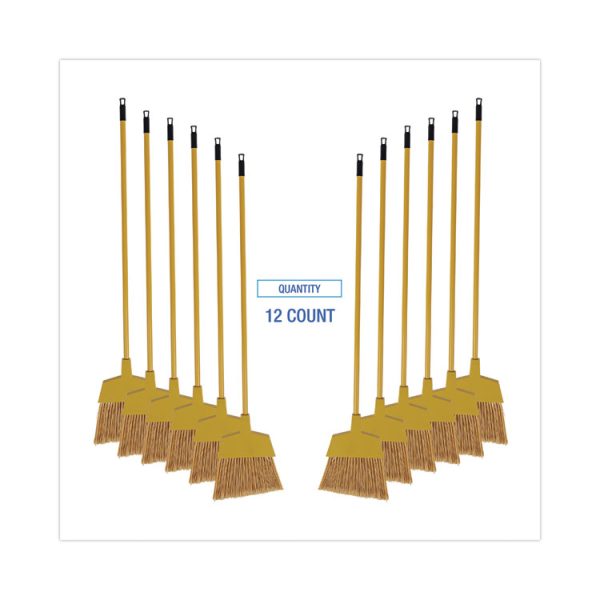 Corn Fiber Angled-Head Lobby Brooms, 55" Handle, Yellow, 12/carton - Image 6