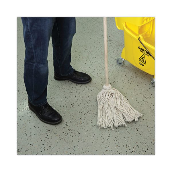 Cotton Deck Mop, #24 White Cotton Head, 50" Wood Handle, 6/Carton - Image 5