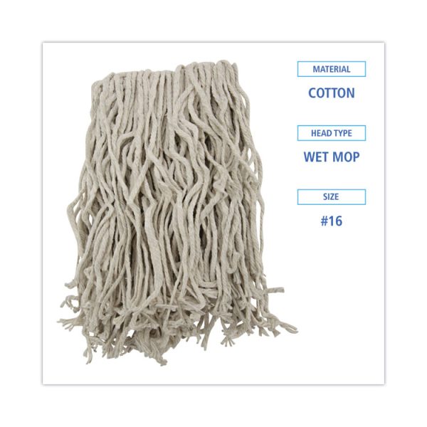 Mop Head, Cotton, Cut-End, White, 4-Ply, #16 Band, 12/carton - Image 2