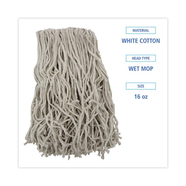 Banded Mop Head, Cotton, Cut-End, White, 16 Oz, 12/carton - Image 2