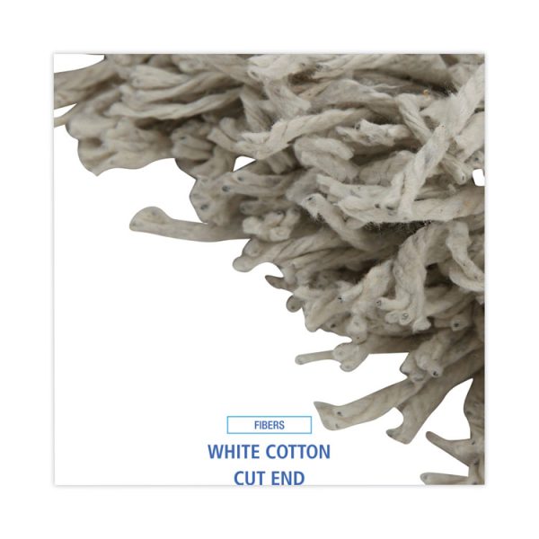 Banded Mop Head, Cotton, Cut-End, White, 16 Oz, 12/carton - Image 4