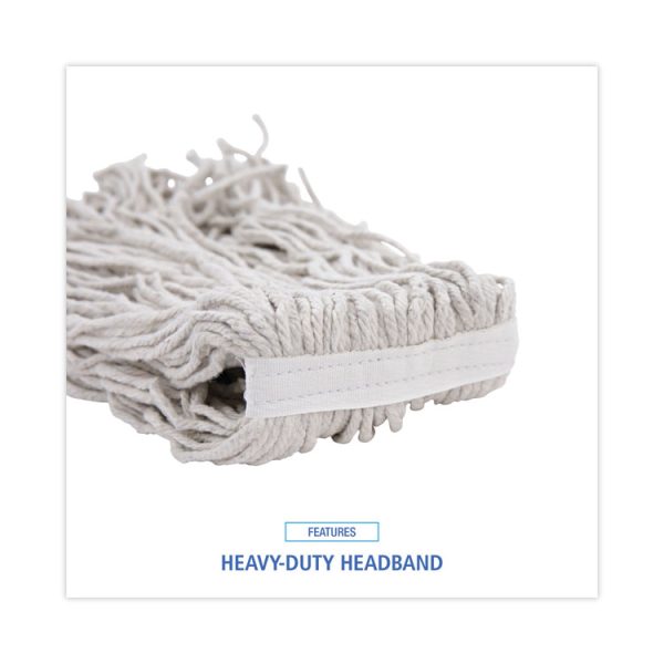 Banded Mop Head, Cotton, Cut-End, White, 16 Oz, 12/carton - Image 6