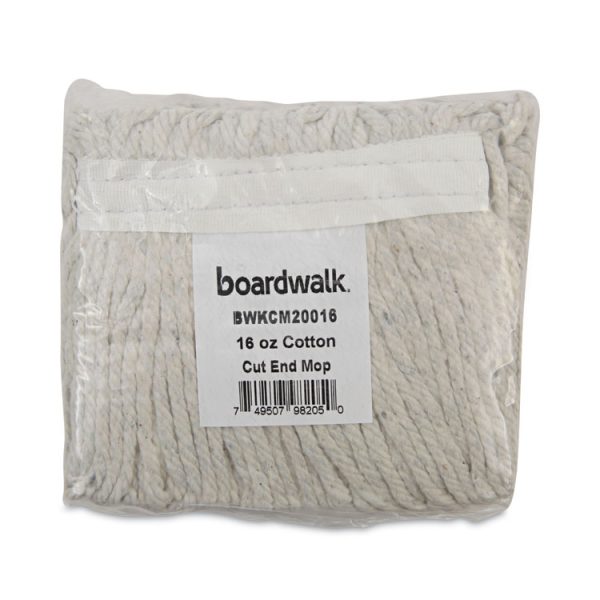 Banded Mop Head, Cotton, Cut-End, White, 16 Oz, 12/carton - Image 7