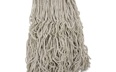 Banded Cotton Mop Heads, 24oz, White, 12/carton