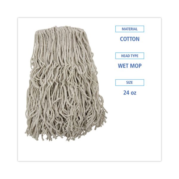 Banded Cotton Mop Heads, 24oz, White, 12/carton - Image 2