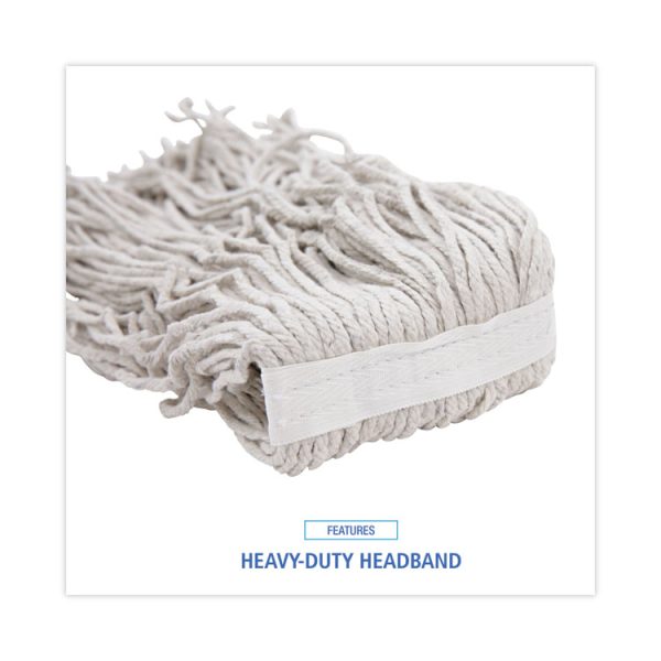Banded Cotton Mop Heads, 24oz, White, 12/carton - Image 6