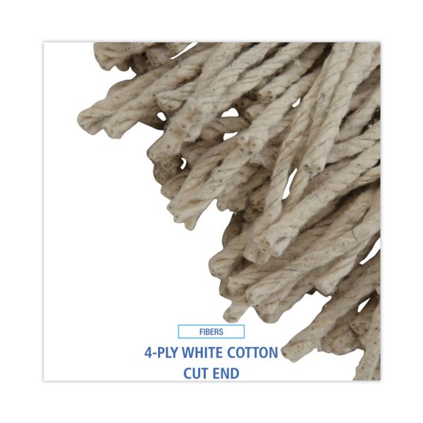 Mop Head, Cotton, Cut-End, White, 4-Ply, 32oz, 12/carton - Image 4