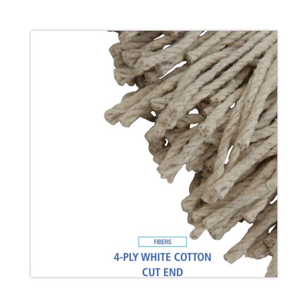 Mop Head, Lie-Flat Head, Cotton Fiber, 24 oz., White, 12/Carton - Image 4