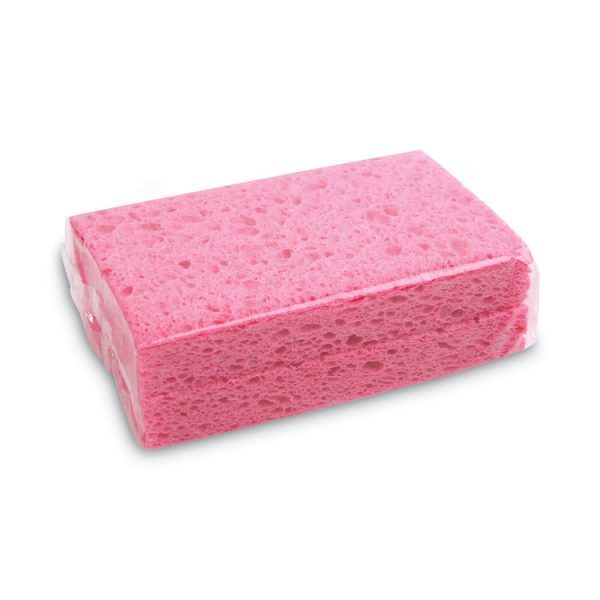 Small Cellulose Sponge, 3.6 X 6.5, 0.9" Thick, Pink, 2/pack, 24 Packs/carton - Image 2