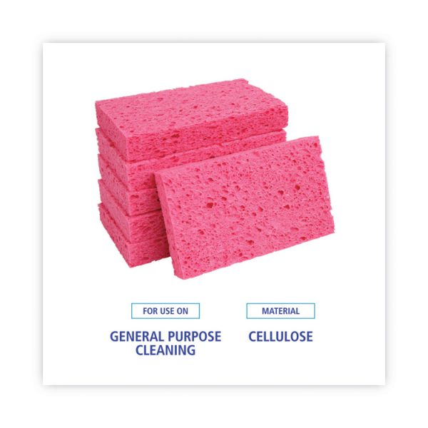 Small Cellulose Sponge, 3.6 X 6.5, 0.9" Thick, Pink, 2/pack, 24 Packs/carton - Image 6