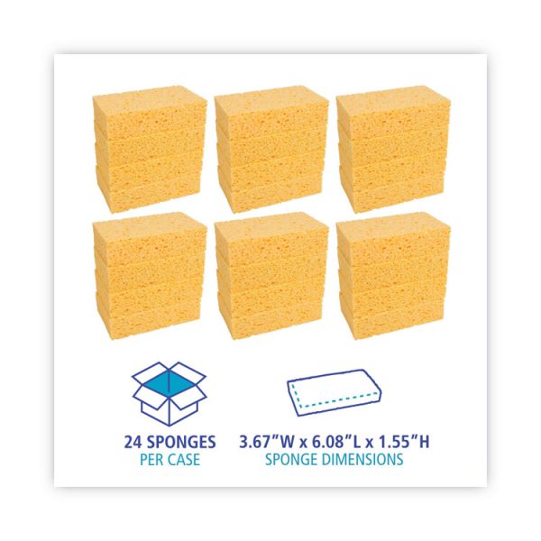 Medium Cellulose Sponge, 3.67 X 6.08, 1.55" Thick, Yellow, 24/carton - Image 7