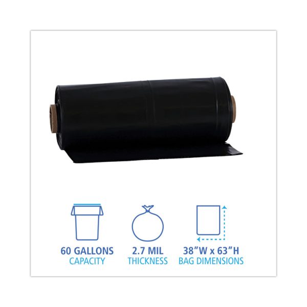 Industrial Drum Liners Rolls, 60 Gal, 2.7 Mil, 38 X 63, Black, 1 Roll Of 50 Bags - Image 2