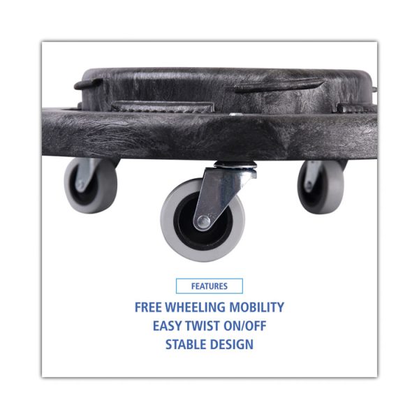 Refuse Container Utility Dolly, 300 lb Capacity, 18.25" Diameter, Gray - Image 2