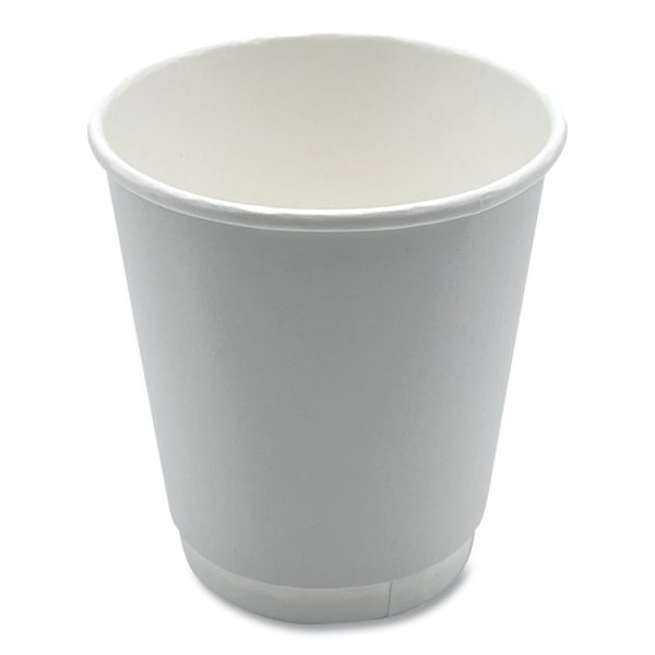 Paper Hot Cups, Double-Walled, 10 oz, White, 500/Carton