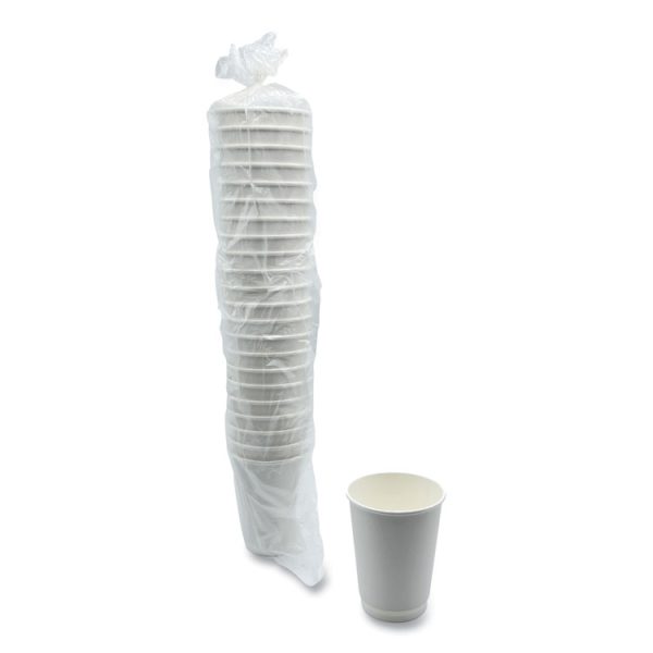 Paper Hot Cups, Double-Walled, 12 oz, White, 500/Carton - Image 2