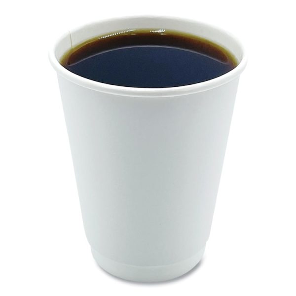 Paper Hot Cups, Double-Walled, 12 oz, White, 500/Carton - Image 3