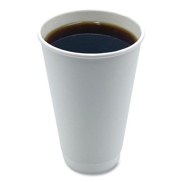 Paper Hot Cups, Double-Walled, 16 oz, White, 500/Carton - Image 3