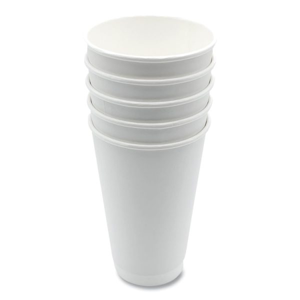 Paper Hot Cups, Double-Walled, 16 oz, White, 500/Carton - Image 4