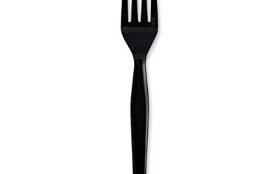 Heavyweight Wrapped Polystyrene Cutlery, Fork, Black, 1,000/carton
