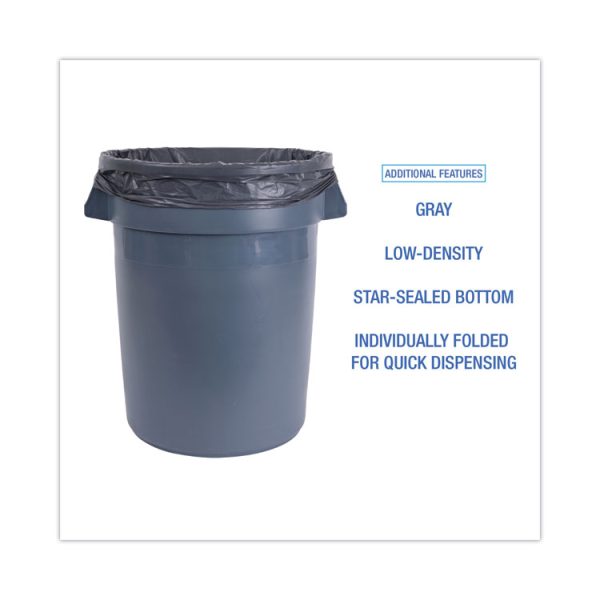 Linear Low Density Industrial Can Liners, 33 Gal, 1.3 Mil, 33 X 39, Gray, 100/carton - Image 4