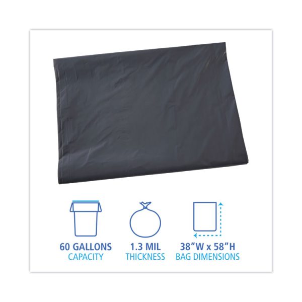 Linear Low Density Industrial Can Liners, 60 Gal, 1.3 Mil, 38 X 58, Gray, 100/carton - Image 2